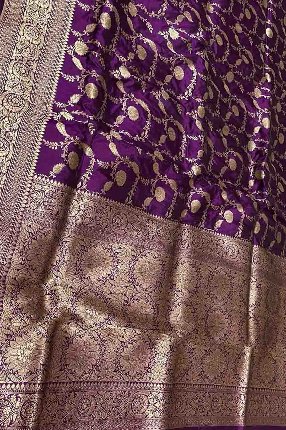 Exquisite Purple Banarasi Pure Katan Silk Handloom Saree - Luxurion World