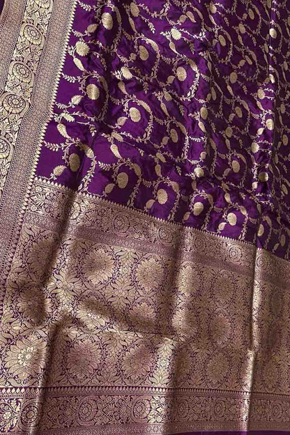 Exquisite Purple Banarasi Pure Katan Silk Handloom Saree - Luxurion World