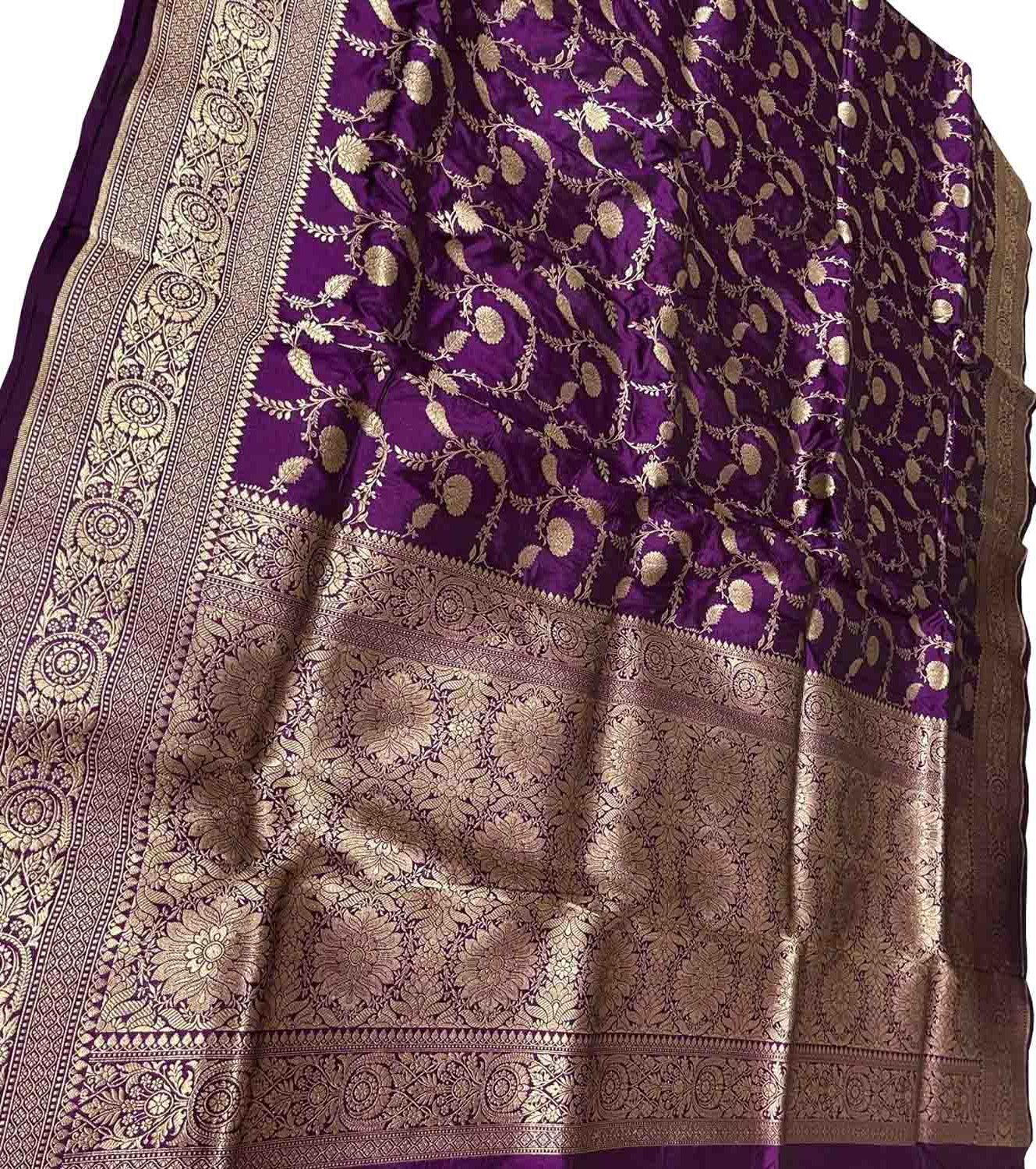 Exquisite Purple Banarasi Pure Katan Silk Handloom Saree - Luxurion World