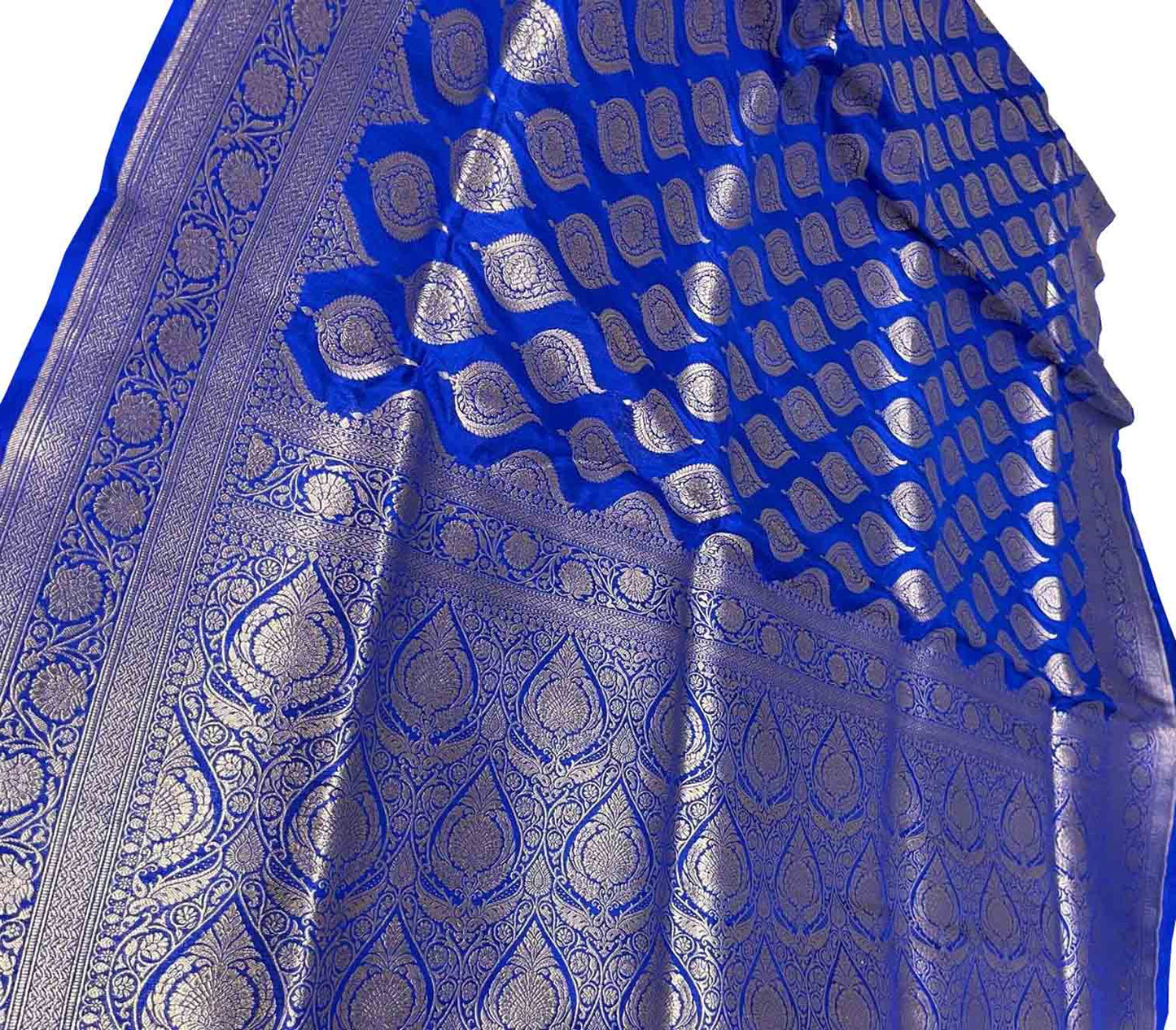 Blue Banarasi Pure Katan Silk Handloom Saree - Luxurion World