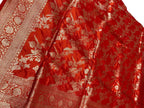 Orange Banarasi Pure Katan Silk Handloom Saree - Luxurion World