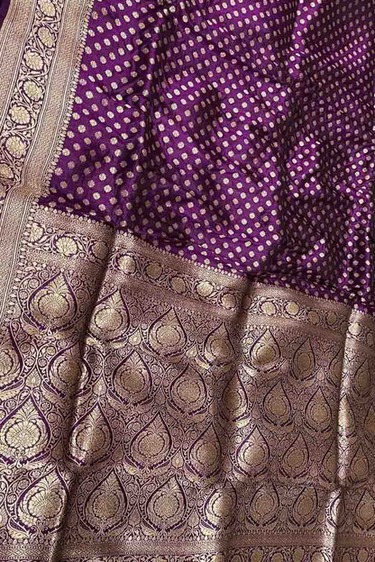 Exquisite Purple Banarasi Silk Saree Handloom - Luxurion World