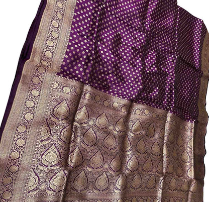 Exquisite Purple Banarasi Silk Saree Handloom - Luxurion World