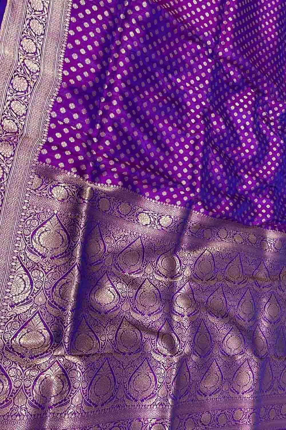 Exquisite Purple Banarasi Silk Saree Handloom - Luxurion World