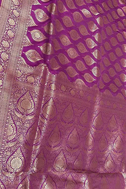Exquisite Purple Banarasi Silk Saree Handloom - Luxurion World