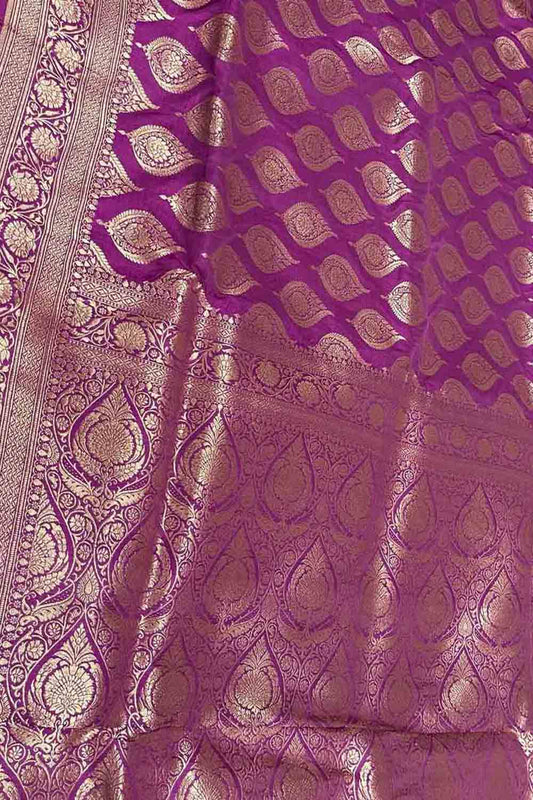 Exquisite Purple Banarasi Silk Saree Handloom - Luxurion World