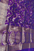 Exquisite Purple Banarasi Silk Saree Handloom - Luxurion World