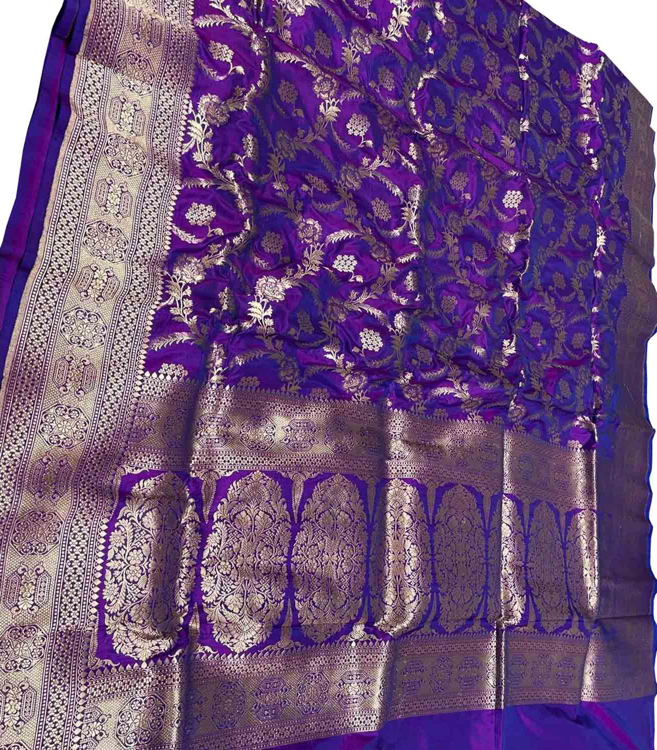Exquisite Purple Banarasi Silk Saree Handloom - Luxurion World