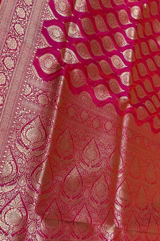 Exquisite Pink Banarasi Silk Saree Handloomed - Luxurion World