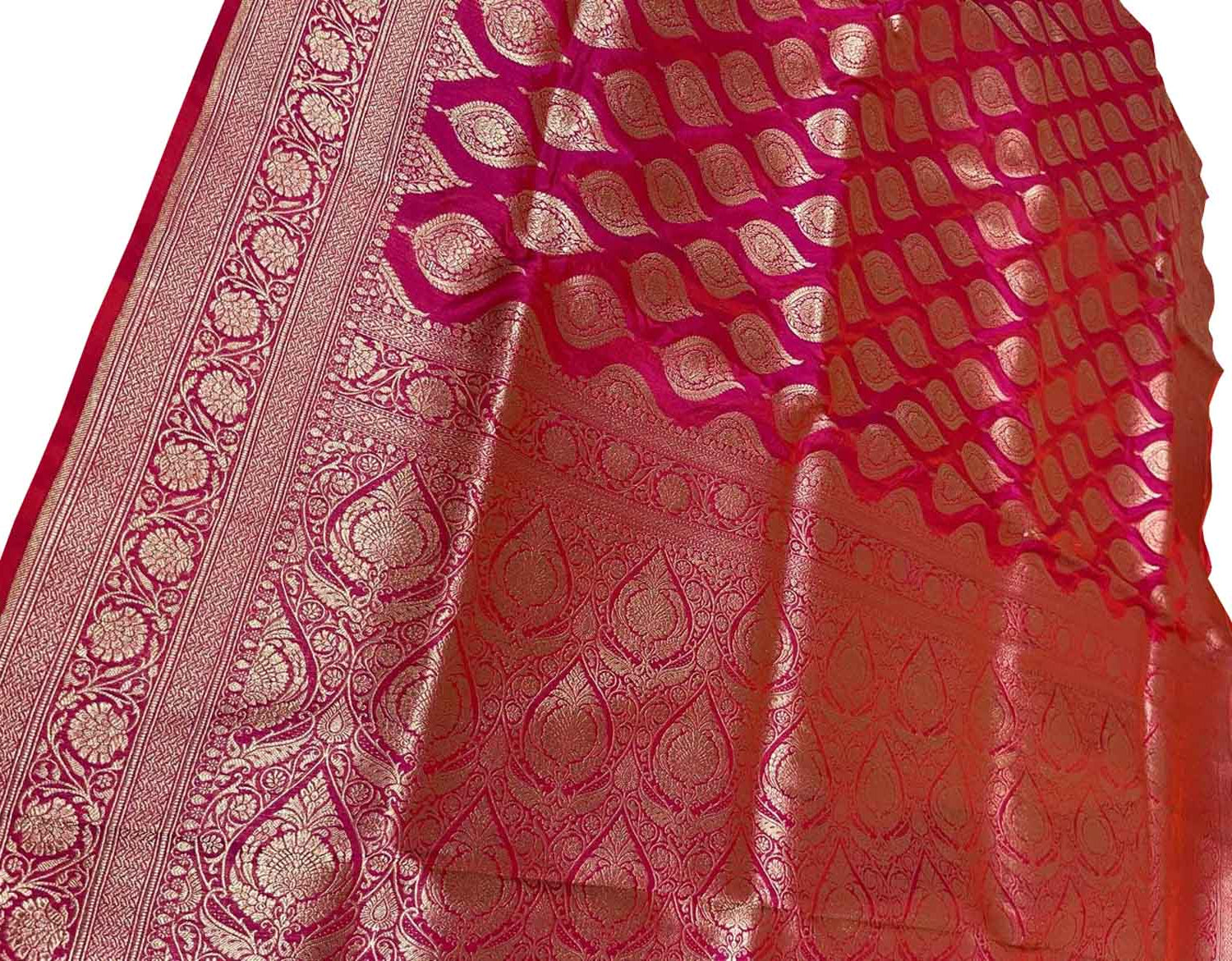 Exquisite Pink Banarasi Silk Saree Handloomed - Luxurion World