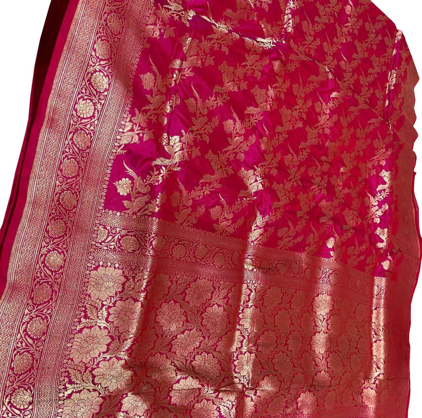 Exquisite Pink Banarasi Silk Saree Handloom - Luxurion World