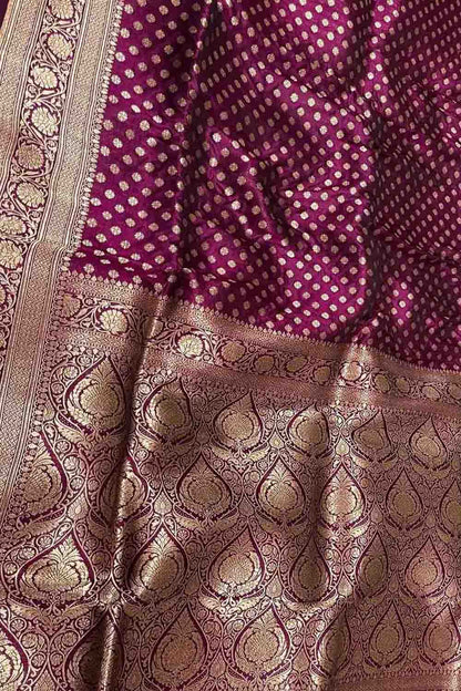 Exquisite Wine Banarasi Silk Saree Handloom - Luxurion World