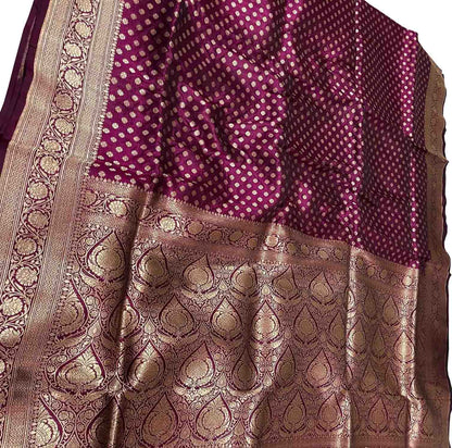 Exquisite Wine Banarasi Silk Saree Handloom - Luxurion World