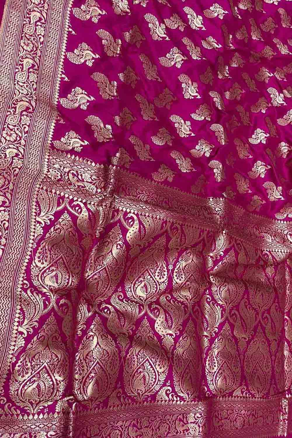 Exquisite Pink Banarasi Silk Saree Handloom - Luxurion World