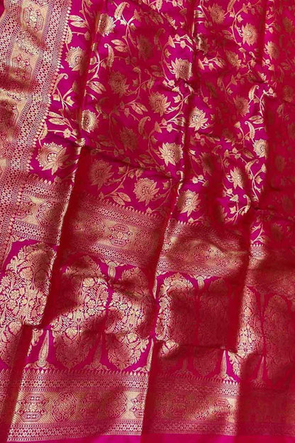 Exquisite Pink Banarasi Silk Saree - Luxurion World