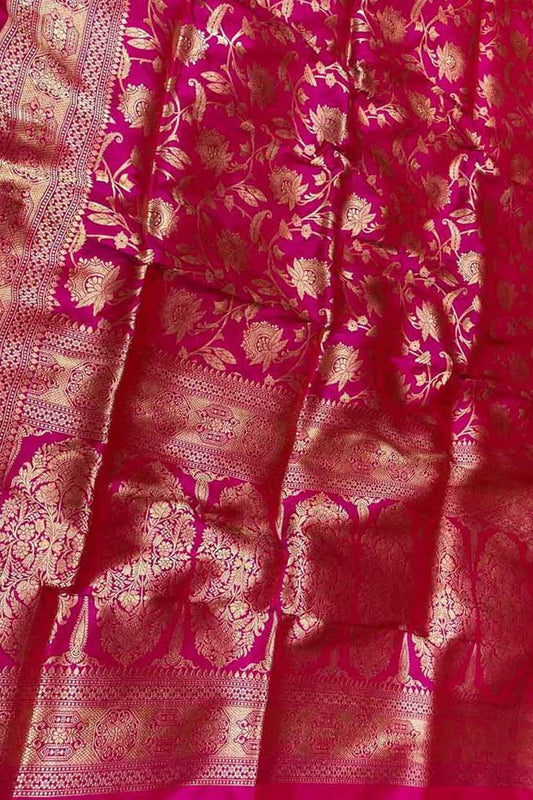 Exquisite Pink Banarasi Silk Saree - Luxurion World