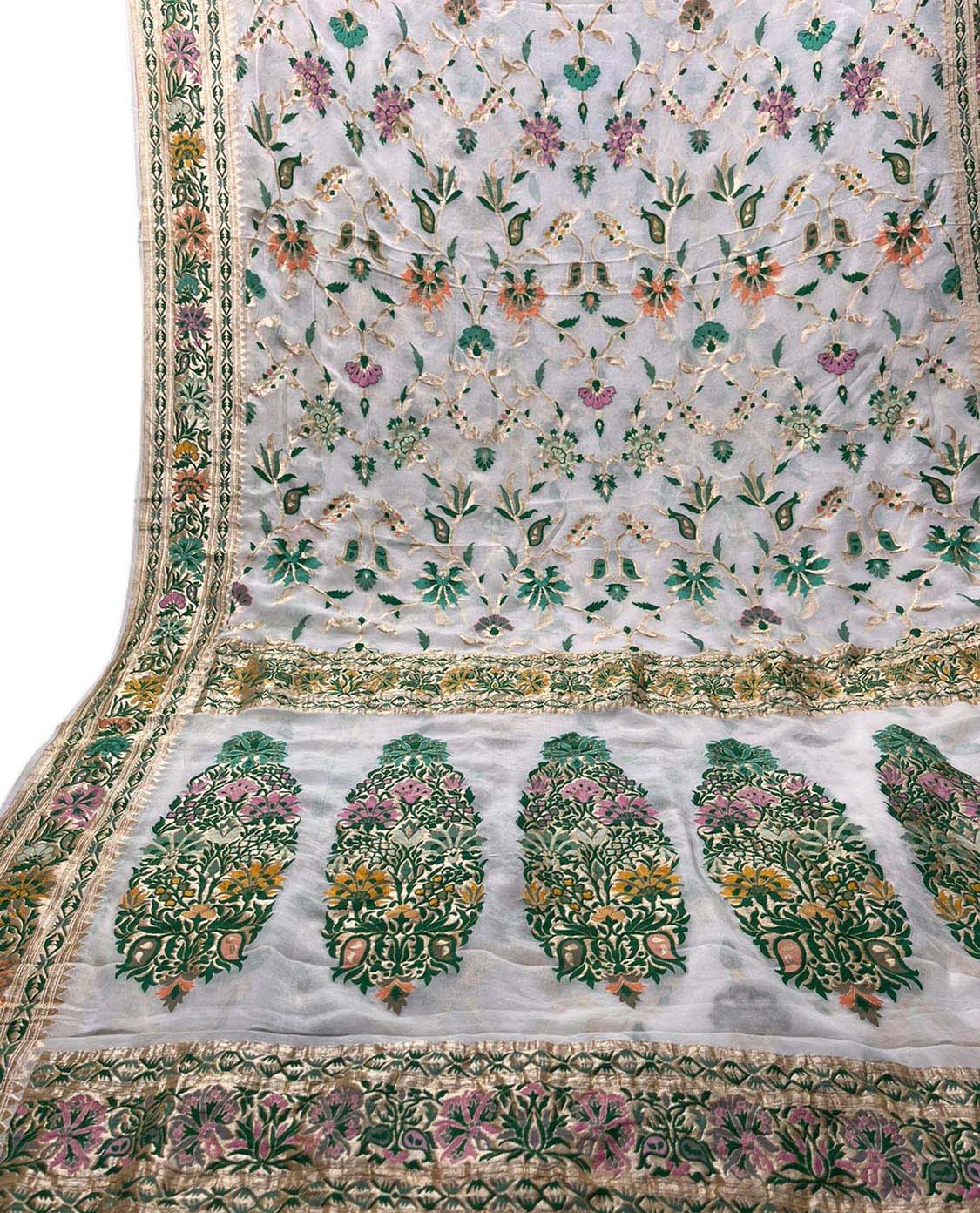 Stunning Dyeable Banarasi Georgette Meenakari Saree - Luxurion World