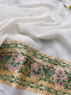 Stunning Dyeable Banarasi Georgette Meenakari Saree - Luxurion World