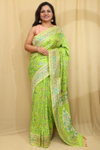 Elegant Green Banarasi Georgette Meenakari Saree - Luxurion World