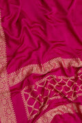 Exquisite Pink Banarasi Handloom Mashru Satin Silk Saree - Luxurion World