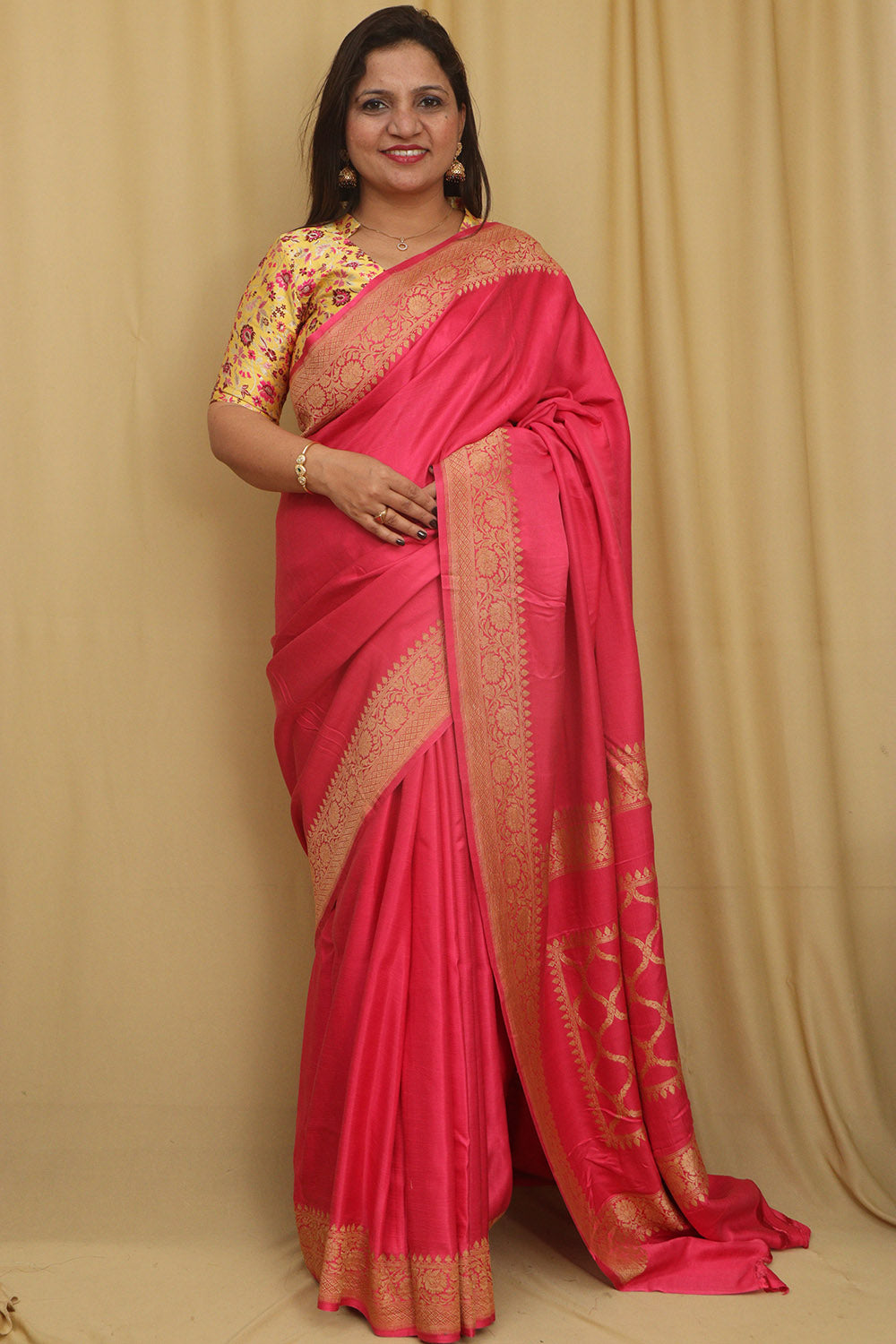 Exquisite Pink Banarasi Handloom Pure Mashru Satin Kadwa Saree - Luxurion World