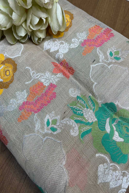 Exquisite Dyeable Banarasi Handloom Tussar Silk Meenakari Saree - Luxurion World