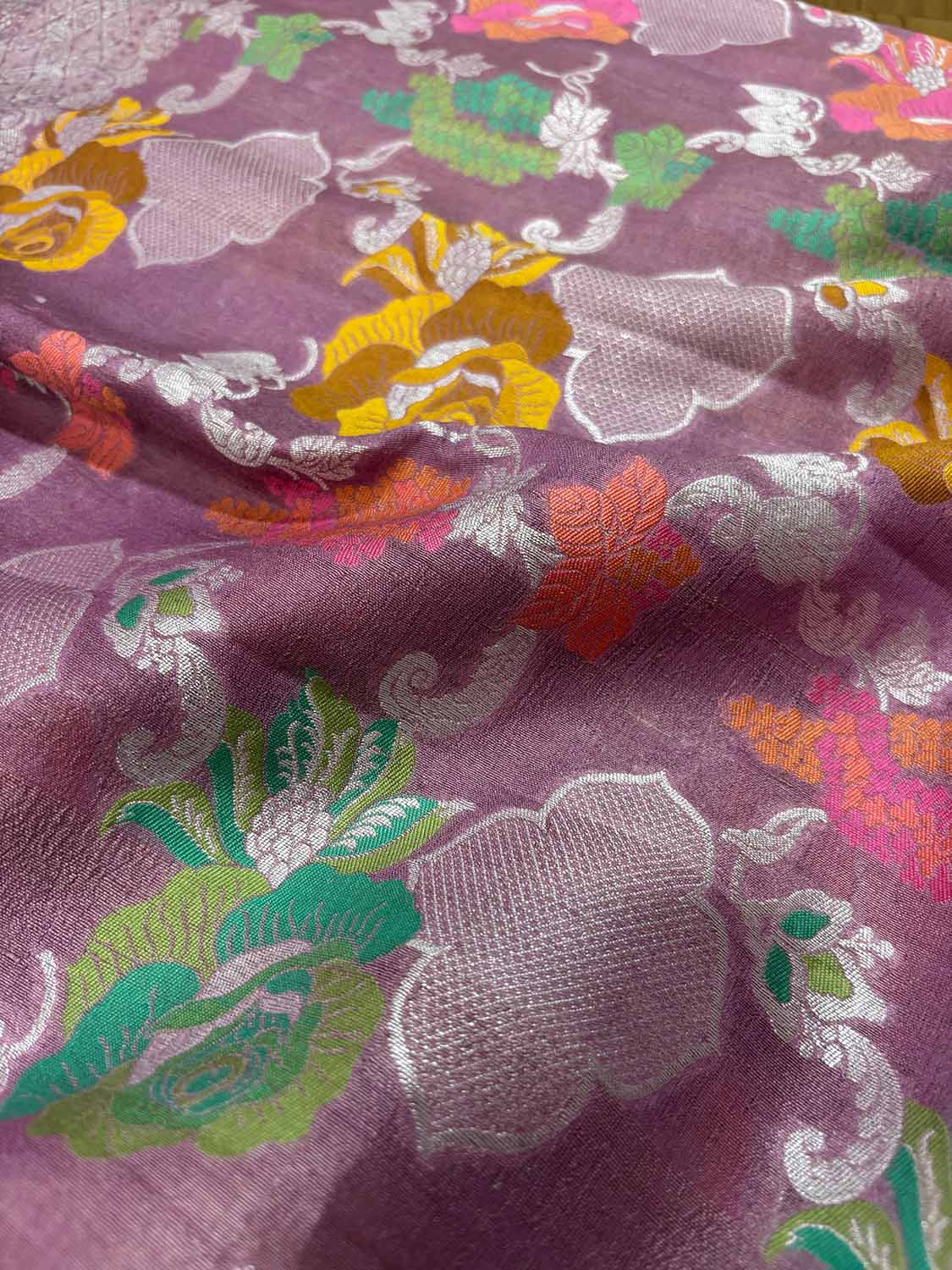 Stunning Pink Banarasi Handloom Tussar Silk Meenakari Saree - Luxurion World