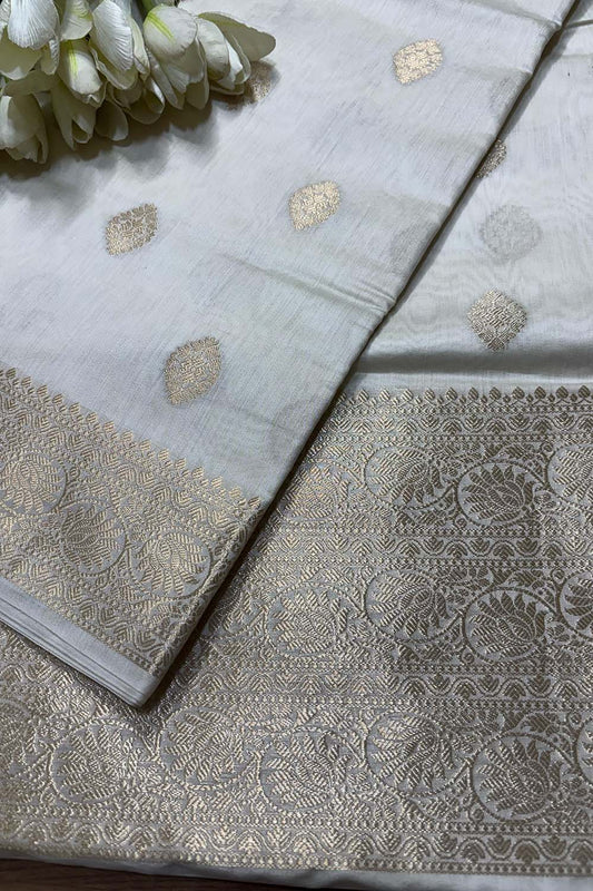 Dyeable Banarasi Handloom Pure Chiniya Silk Saree - Luxurion World