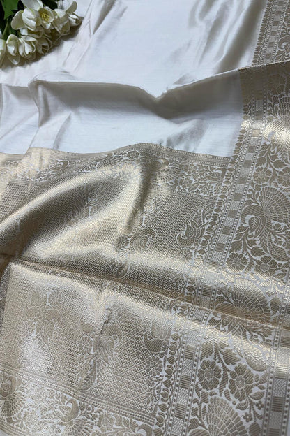 Dyeable Banarasi Handloom Pure Chiniya Silk Plain Saree - Luxurion World