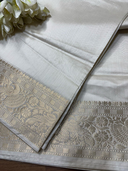 Dyeable Banarasi Handloom Pure Chiniya Silk Plain Saree - Luxurion World