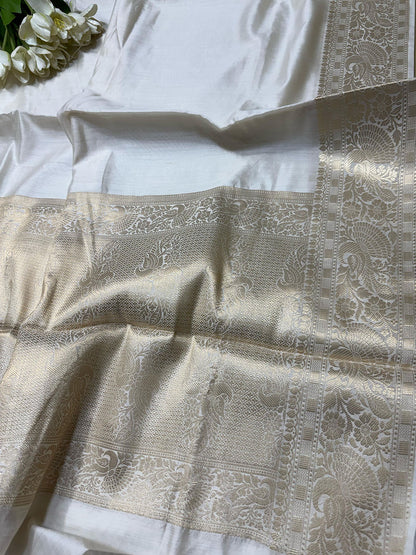 Dyeable Banarasi Handloom Pure Chiniya Silk Plain Saree - Luxurion World