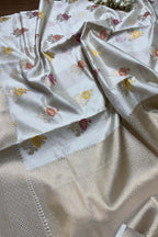 Dyeable Banarasi Handloom Pure Chiniya Silk Meenakari Saree - Luxurion World