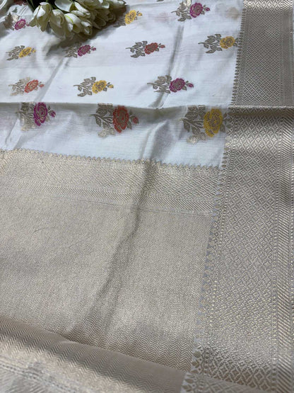 Dyeable Banarasi Handloom Pure Chiniya Silk Meenakari Saree - Luxurion World