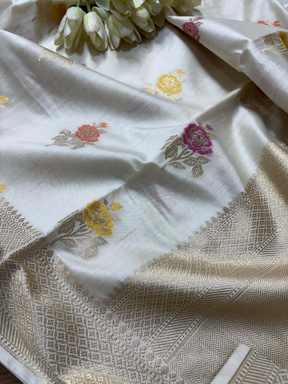 Dyeable Banarasi Handloom Pure Chiniya Silk Meenakari Saree - Luxurion World