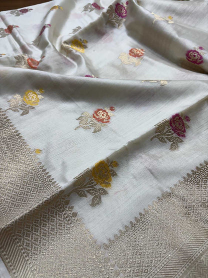 Dyeable Banarasi Handloom Pure Chiniya Silk Meenakari Saree - Luxurion World