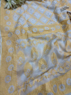 Dyeable Handloom Banarasi Pure Georgette Neemzari Saree - Luxurion World