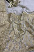 Dyeable Handloom Banarasi Pure Georgette Waterzari Saree - Luxurion World