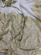 Dyeable Handloom Banarasi Pure Georgette Waterzari Saree - Luxurion World