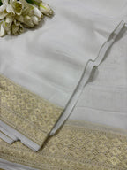 Dyeable Handloom Banarasi Pure Georgette Waterzari Saree - Luxurion World