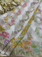 Dyeable Handloom Banarasi Pure Georgette Multi Meenakari Flower Design Saree - Luxurion World