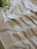 Dyeable Handloom Banarasi Pure Georgette Sona Roopa Saree - Luxurion World