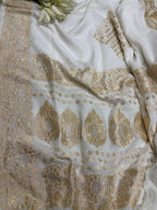 Dyeable Handloom Banarasi Pure Georgette Sona Roopa Saree - Luxurion World