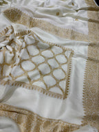 Dyeable Handloom Banarasi Pure Mashru Satin Kadwa Saree - Luxurion World