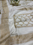 Dyeable Handloom Banarasi Pure Mashru Satin Kadwa Saree - Luxurion World