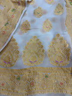 Dyeable Handloom Banarasi Pure Georgette Meenakari Three Piece Unstitched Suit Set - Luxurion World