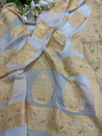 Dyeable Handloom Banarasi Pure Georgette Meenakari Three Piece Unstitched Suit Set - Luxurion World