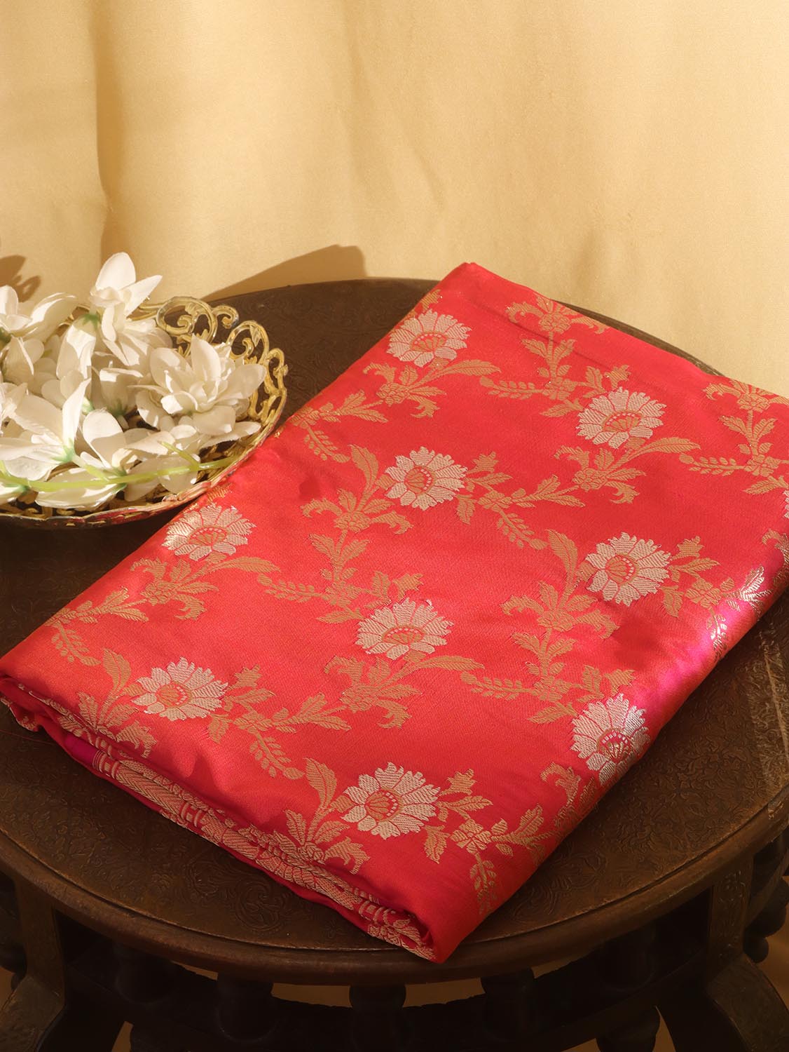 Pink Shot Banarasi Handloom Pure Katan Silk Kadwa Saree - Luxurion World