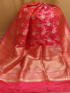 Pink Shot Banarasi Handloom Pure Katan Silk Kadwa Saree - Luxurion World