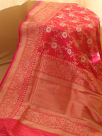 Pink Shot Banarasi Handloom Pure Katan Silk Kadwa Saree - Luxurion World