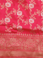 Pink Shot Banarasi Handloom Pure Katan Silk Kadwa Saree - Luxurion World